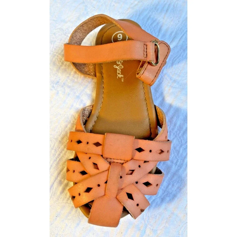 Cat & Jack Girls Elysia Closed Toe Ankle Strap Comfort Sandals Tan -Sz 9 Toddler